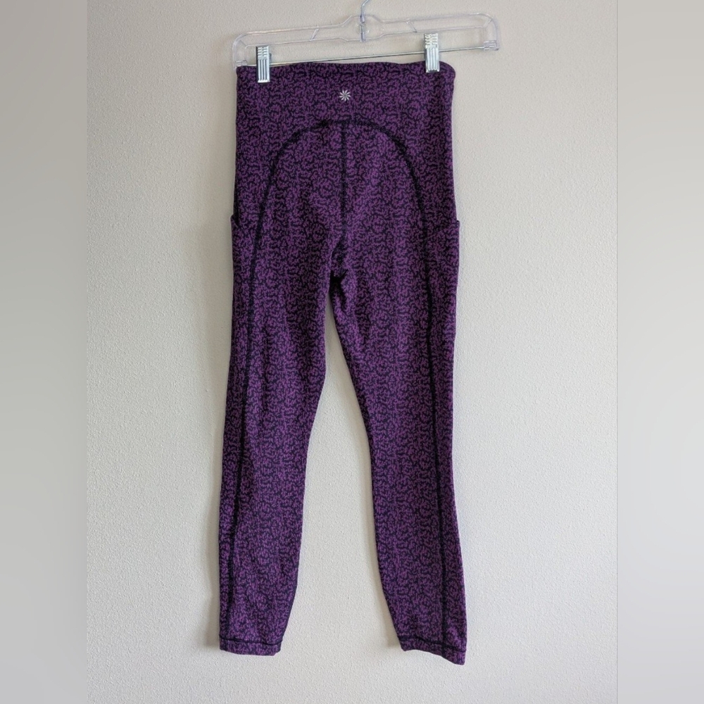 Athleta Ultimate Stash Pocket Textured 7/8 Tight Sz XS Purple Black